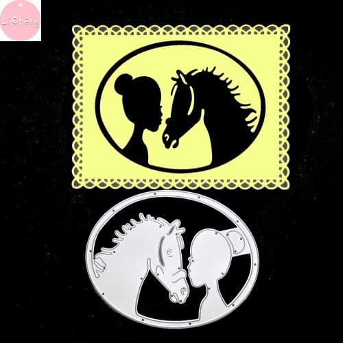 Girl and Horse Metal Cutting Dies Scrapbooking Photo Album Card Making Molds Craft Stencil Stamps and Slimline Dies New