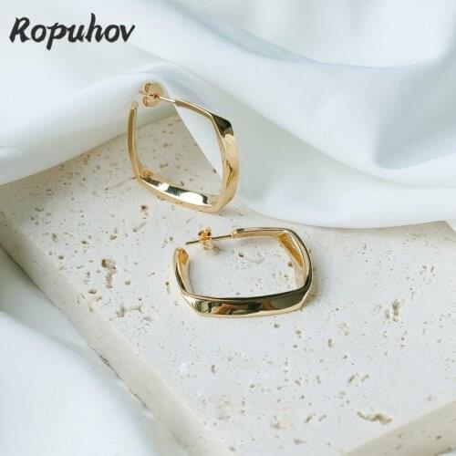 Ropuhov 2021 Jewery Trendy Korean French Geometric Earrings New Fashion Earrings Round Face Simple Earrings