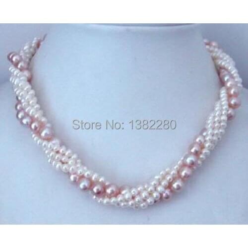 Fashion ! beautiful torsional Akoya Cultured pearl Necklace 2 piece/lot mermaid jewelry JT5576