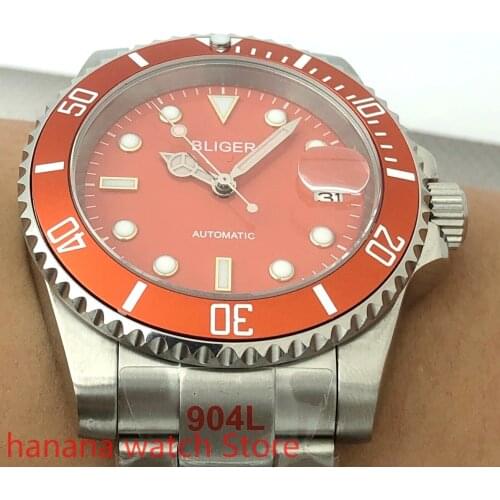 NO BLIGER LOGO watch mens new high-quality luxury sports and leisure waterproof mens watch mechanical clock orange bezel