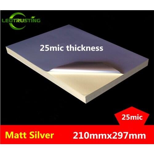 50 sheets New A4 Size 210mmx297mm Matte Silver Sticker Labels Printing Metallic Silver A4 Adhesive Sticker for Laser Printer