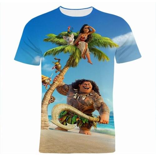2021 New Summer Mens T-shirts Disney Movie Moana 3D Print Boy Girl Kids Cartoon Anime T Shirt Short Sleeve Women Tee Tops