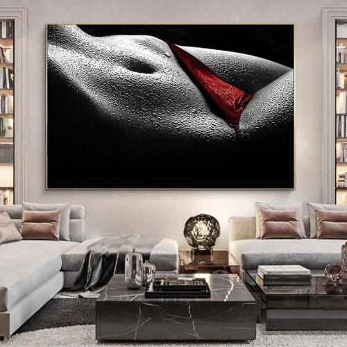 Nude Women Canvas Painting Sexy Mermaid Line Girl Frameless Poster and Prints Wall Art Pictures for Home Living Room Decorative