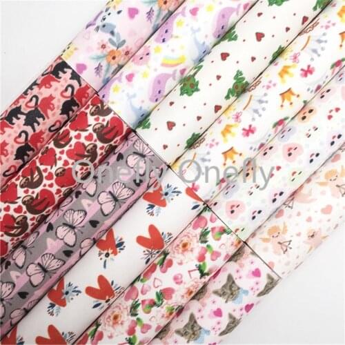 Onefly Valentines Hearts Frog Butterfly Printed Synthetic Leather With Soft Felt Backing For Bow DIY handbags shoes FZ030