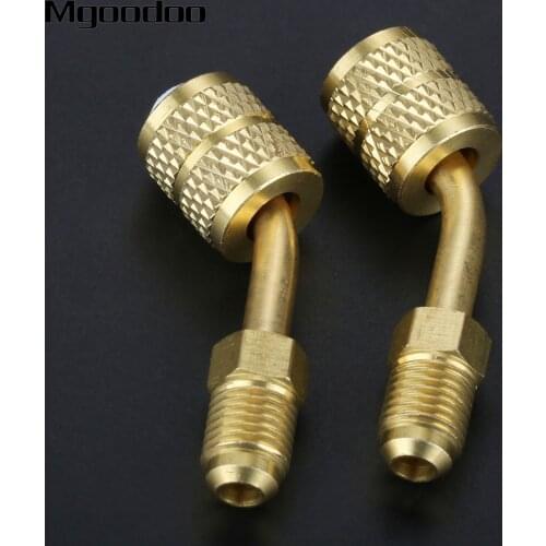 Split Ductless Service Port Adapter Mayitr Brass Air Condition R410a Angled Adaptor Connector 5/16" SAE Female To 1/4" SAE Male