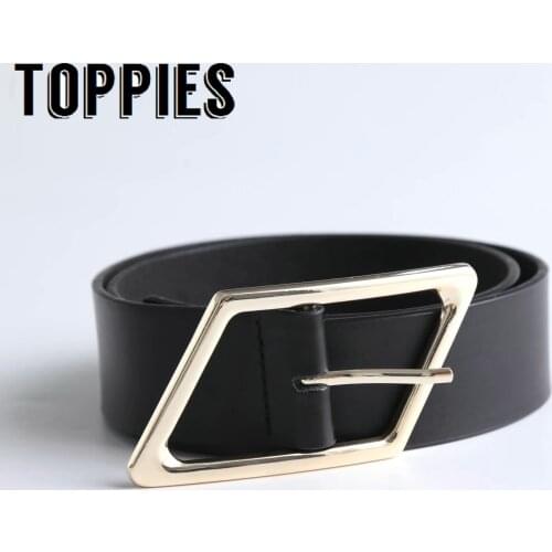 Toppies Women Black Belt Rhombus Belts For Women Quality Leather Waistband