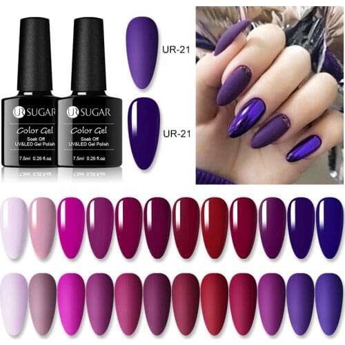 UR SUGAR 7.5ml Purple Red Series Nail Gel Polish Matte Top Coat Soak Off UV LED Nail Art Varnish Mnaicure varnish