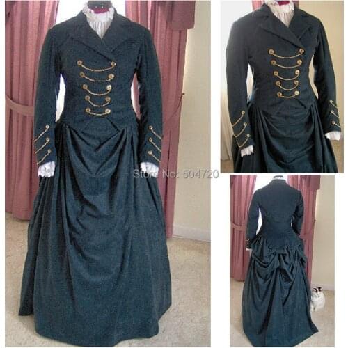 Historical!R-162 19 century Vintage costume 1860S Victorian Lolita/Civil War Southern Belle Ball Halloween dresses All size