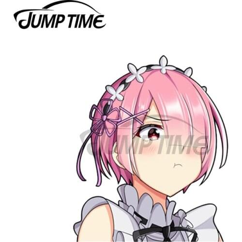 Jump Time 13 x 9.2cm For Ram Pouting Re zero Personality Creative Kawii Car Stickers Vinyl Decal Graffiti 3D Creative Decoration