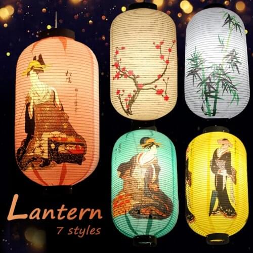 Japanese Ukiyo Beauty Geisha Painting Paper Lanterns Japan Sushi Lantern Izakaya Ramen Restaurant Bar Advertising Lantern