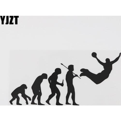 YJZT 17.8CMX8.6CM Funny Basketball Evolution Decal Vinyl Car Sticker Black/Silver 8A-0600