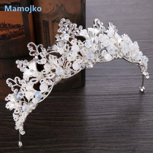 Mamojko Europe Baroque Flower Bridal Crown Tiaras Woman Wedding Headwear Crystal Tiara For Bride Hair Accessoriesy Hand Bijoux