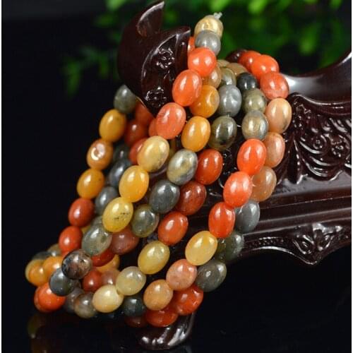 Gold Silk Jade Bracelet Natural Mining Area Candy Color Gem Light BRACELET HANDMADE Round Bead Jade Bracelet 6mm