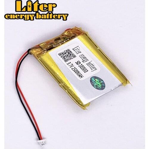 1.0mm -2wire plug 3.7V 103550 2500mah MP3 MP4 MP5 small toys Rechargeable li-ion batteries lipo battery with wires