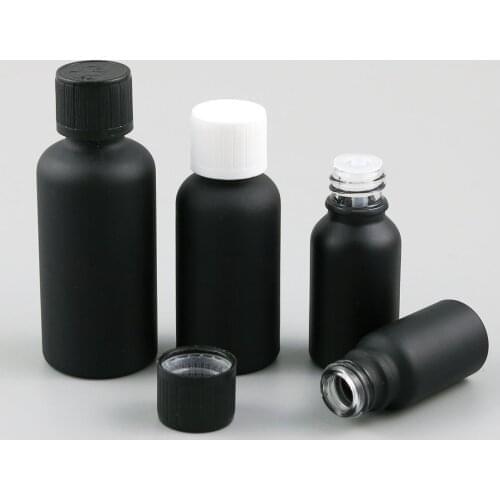 100ml 50ml 30ml 20ml 15ml 10ml Matte Black Refillable Essential Oil Bottle With Childproof Cap 1oz Cosmetic Containers 12pcs