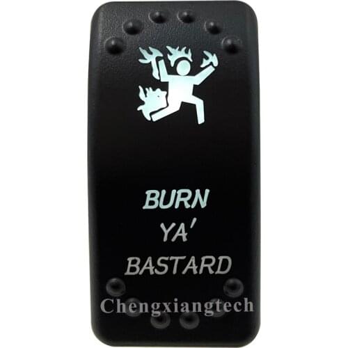 12v/24v Waterproof IP66 Car Boat White Led Light 3 Pin SPST On Off BURN YA' BASTARD Rocker Switch Replace for Carling ARB STYLE
