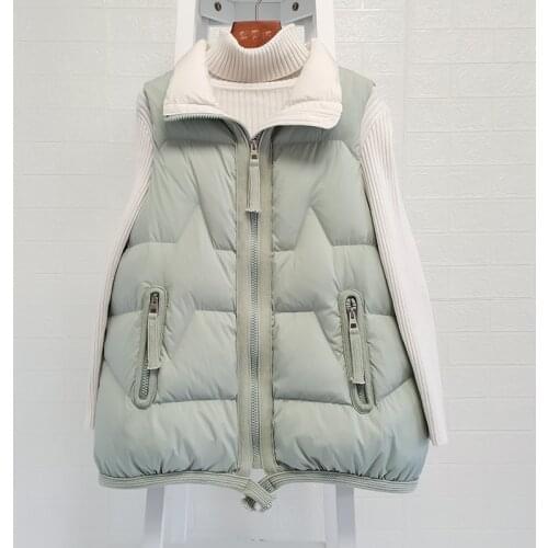 2021 New Autumn Winter Ultra Light White Duck Down Coat Women Short Vest Loose Zipper Sleeveless Puffer Jacket Waistcoat Outwear