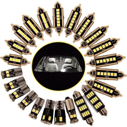 23Pcs 3030/3014 LED White Lights T10/Double Tip for BMW E60 E90 F10 F30 Golf 4/7