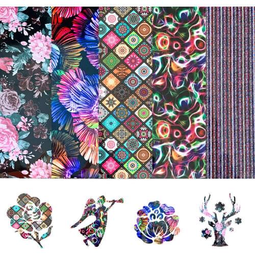 5 Assorteds Color 12"x10" Bundle Flower Grid Heat Transfer Vinyl Heat Press Tshirt Film for Clothing Decor Works with Cricut DIY