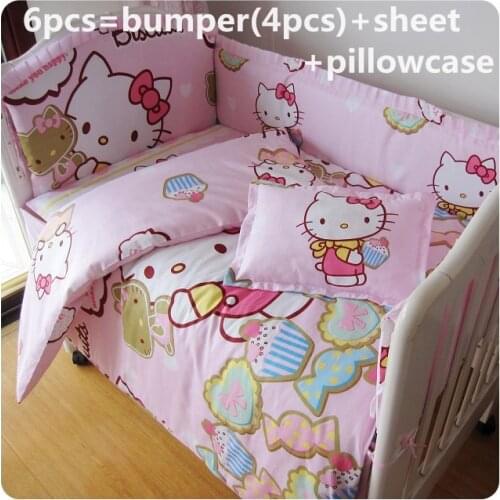 6/7PCS Baby Cot Crib Bedding set for girl Comforter kit de berço ,Duvet Cover,120*60/120*70cm