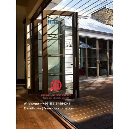Aluminum bifold doors with glasses integrated,prefabricated bi folding door with aluminium alloy frame,outdoor folding door