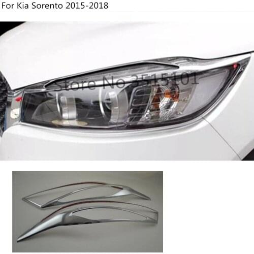 Car Styling Front Head Light Lamp Hood Molding Frame Sticker ABS Chrome Cover Trim 2pcs For Kia Sorento 2015 2016 2017