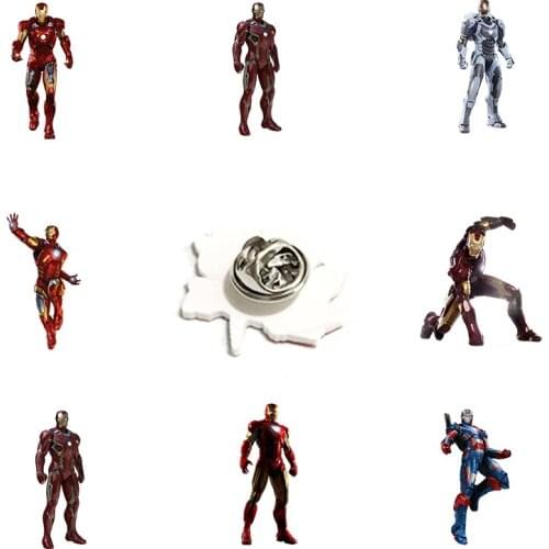 Disney Marvel Avengers Iron Man Acrylic Lapel Pins Epoxy Resin Badges Brooches for Boys Men Fashion Accessories Jewelry XDS441