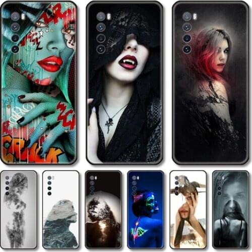 Beautiful girl ladys Phone Case For Huawei Nova 2 3 4 5 6 7 8 SE i E Pro Lite black cell shell