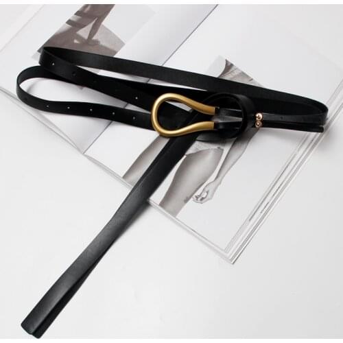 Women Small Button Head Waistband Vintage Old Horseshoe Buckle Fashionable Personalized Belt Spliced Retro Made