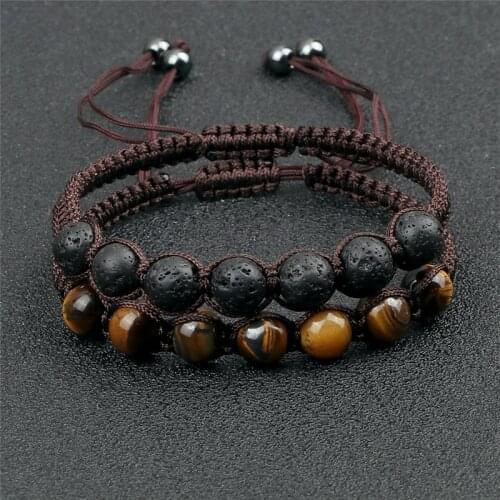 Trendy Healing Charm Beaded Bracelet Handmade Braided Natural Stone Adjustable Friendship Bracelets&Bangles for Couples Jewelry