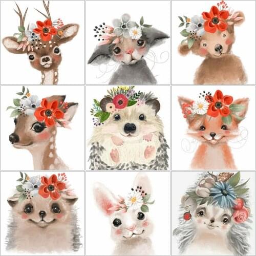 MomoArt Diamond Painting Cartoon Hedgehog Crafts Diamond Mosaic Animal Cross Stitch Embroidery Fox Full Drill Square Handicraft