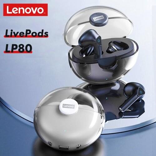 NEW Lenovo LivePods LP80 BT 5.0 Headphones True Wireless Stereo Earbuds with ENC Noise Reduction MIC Waterproof Sports Earphones