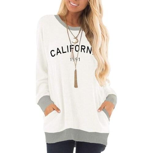 Autumn Fashion Womens Clothing Printing Long Sleeve Round Neck Loose Hoodie T-shirt