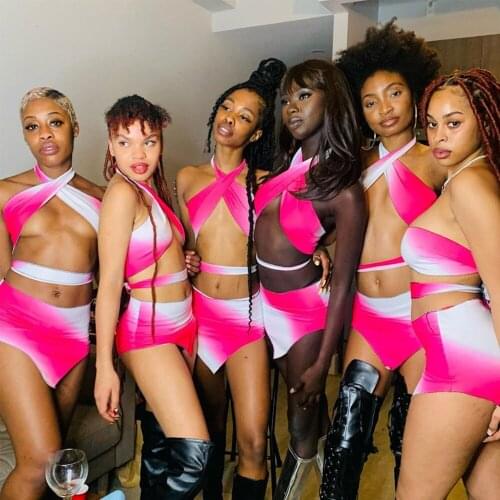 Sexy Hot Women Girls 2 Piece Skirts Sets Lace-up Bandage Crop Tops Bodycon Mini Skirts Two Piece Suits Party Night Club Outfits