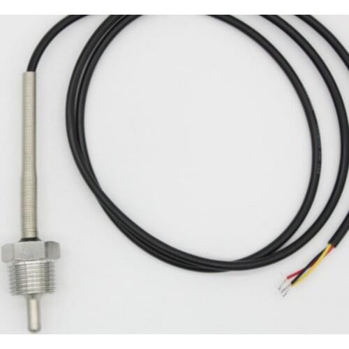 PT1000 Housing Platinum Resistance Temperature Sensor G1/2 Thread Probe DIA=6mm 1m PVC 3-core Wire Stainless Steel L30-300mm