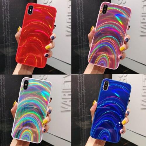 Rainbow Glossy Silicone Case For iPhone 11 Pro Max 2019 Glitter Mirror Cover For iPhone X XR XS Max 6 6s 7 8 Plus Shell Soft TPU