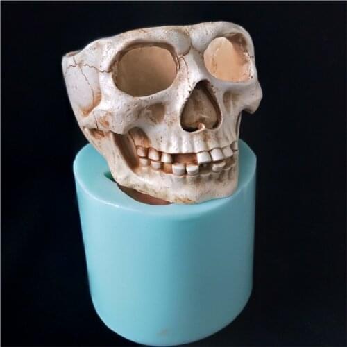 PRZY HP0133 Silicone Mould Flower Pots Resin Mould Skull Cement Concrete Flower Pot Silicone Mold Skull Head Flower Pot
