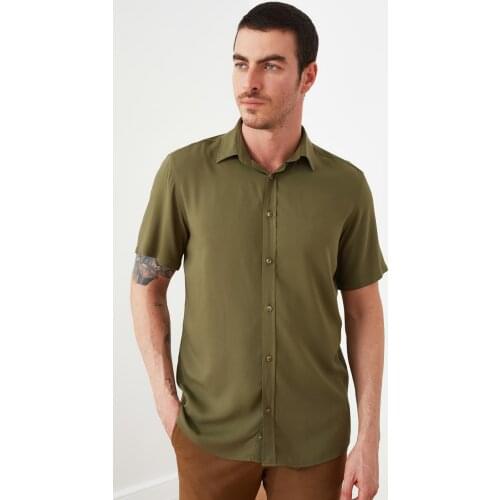 Trendyol Male Shirt Collar Short Sleeve Regular Viscose Shirt TMNSS20GO0442