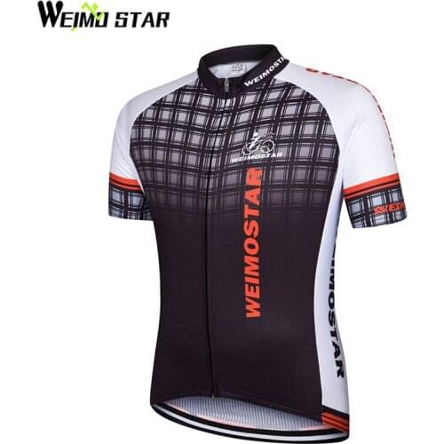 Weimostar Team Cycling Jersey Top Black Grids Bike Bicycle Clothing Tee short sleeves Bicycle Bike Shirt cycling Jersey Summer
