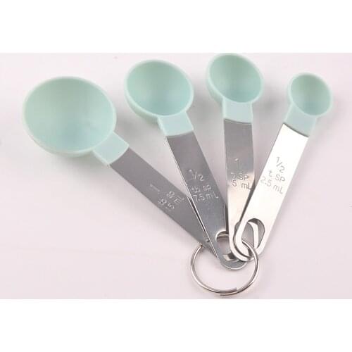 Green Plastic Measuring Spoons Cups Set Tools Measure For Baking Coffee Kitchen Tools Accessories Outils Mesure Balances 8pcs