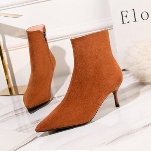 Sexy Sock Boots Suede Stretch Boots High Heels For Women Fashion Shoes Vogue Spring Autumn Ankle Boots Booties Female