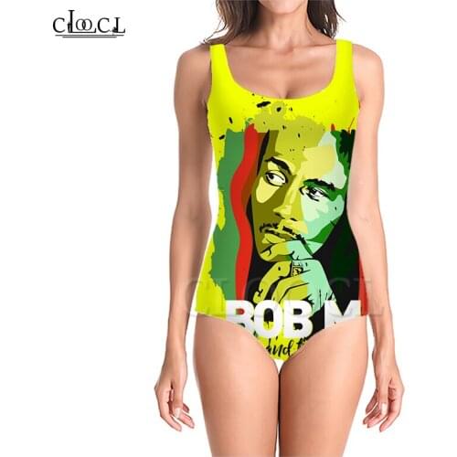 CLOOCL Singer Reggae Creator Bob Marley 3D Print Girls One-piece Swimsuit Bathing Suit Sleeveless Slim Sexy Women Swimwear