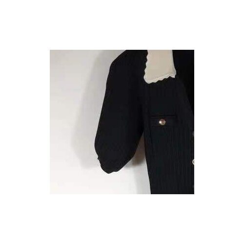 2021 Autumn Women Color Contrasting Dress V-Neck Puff Sleeve Single-Breasted Short Sleeve Lady Solid Color Knitwear Dress