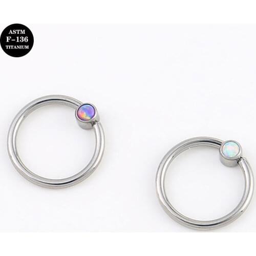 16G Implant Grade Titanium ASTM F136 Septum Captive Bead Ring Piercing Clicker Daith Nose Synthetic Opal Hoop Jewelry