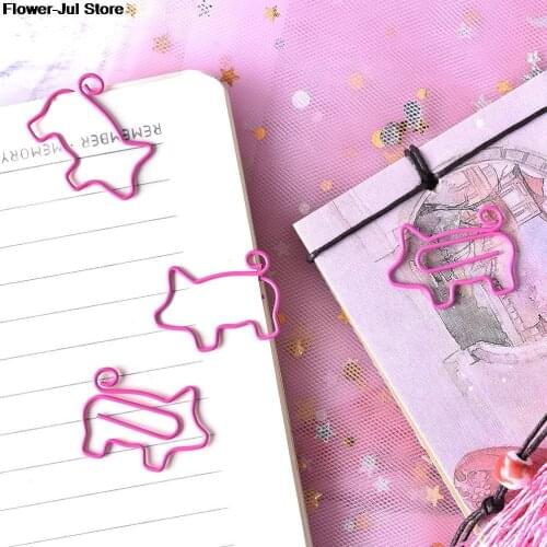 4Pcs/lot Pink Flamingo Pig Bookmark Planner Paper Clip Metal Material Bookmarks For Book Stationery School Office Supplies