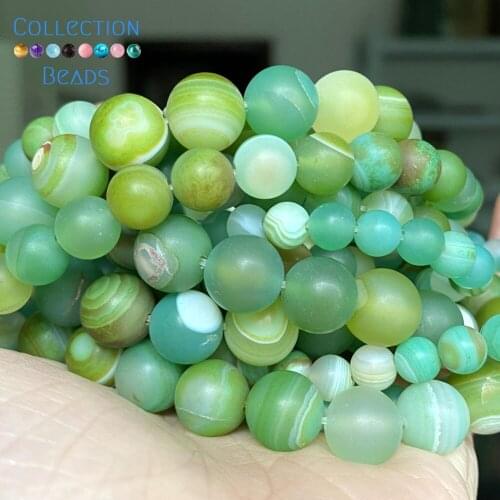 6/8/10mm Natural Stone Matte Dull Polish Green Agates Round Spacer Loose Beads For Jewelry Making DIY Bracelet Accessories 15