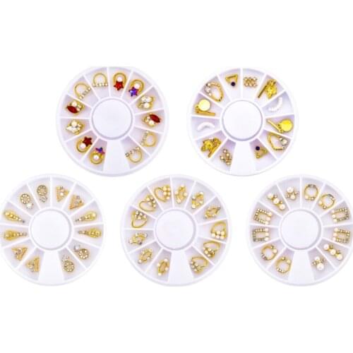 A0ND Gold Irregular Aluminum Nail Art Sticker 3D Glitter DIY Nail Decoration Tools Mixed Nail Art Rhinestones and Nail Studs