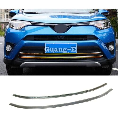 Stainless Steel Front Bottom Center Down Racing Grille Plating Decoration Auto Accessories 2Pcs For Toyota RAV4 2016 2017 2018