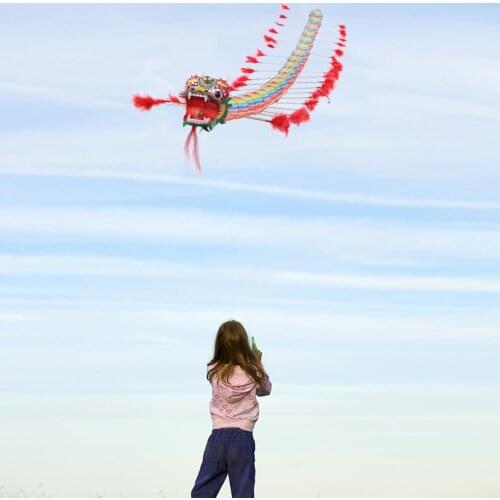 Free Shipping High Quality Chinese Traditional Dragon Kite 7m With Handle Line Weifang Kite Big Outdoor Tartan Hcxkite Factory