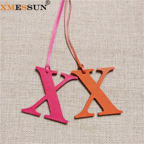 XMESSUN New English Letters Charm X Luxury Genuine Natural Leather Character Alphabet Keychain Backpack Pendant Ladies Women Bag